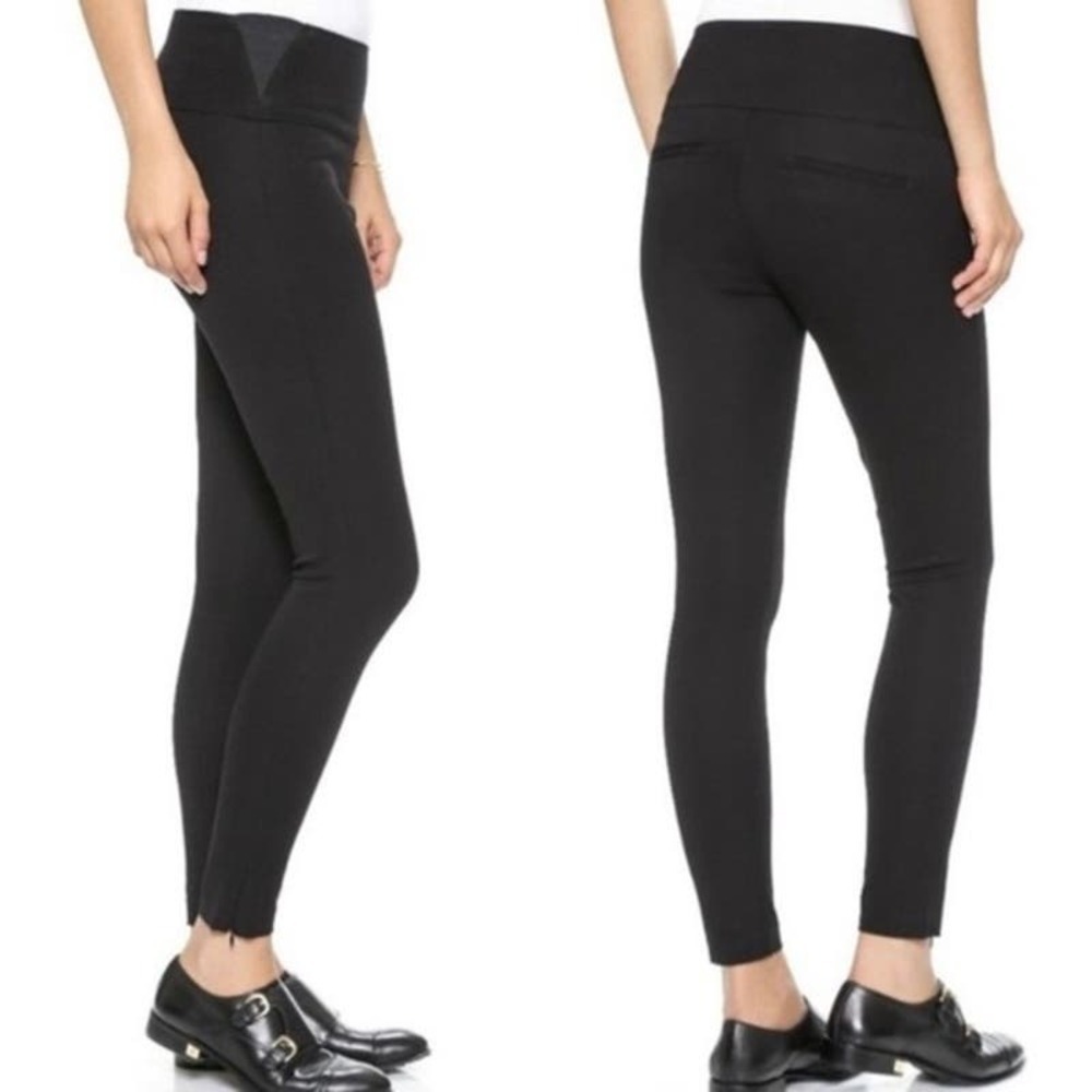 SPANX Ready‎ to Wow Black Woven Twill Ankle Zip Leggings Pull On Pants, Medium